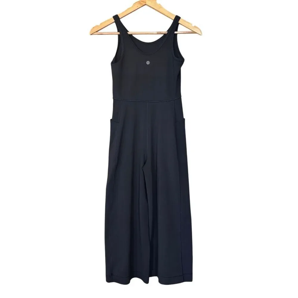 Athleta stash your treasures black wide leg jumpsuit girls 8/10